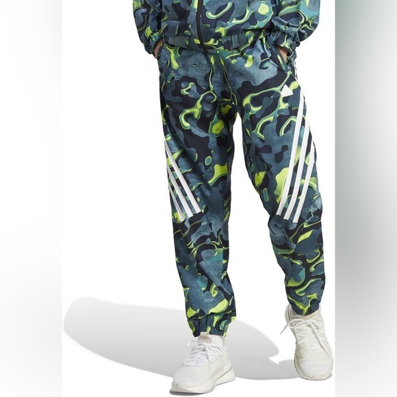 adidas Other - adidas Men's Future Icons Allover Print Pants Green Arctic Night Size Small